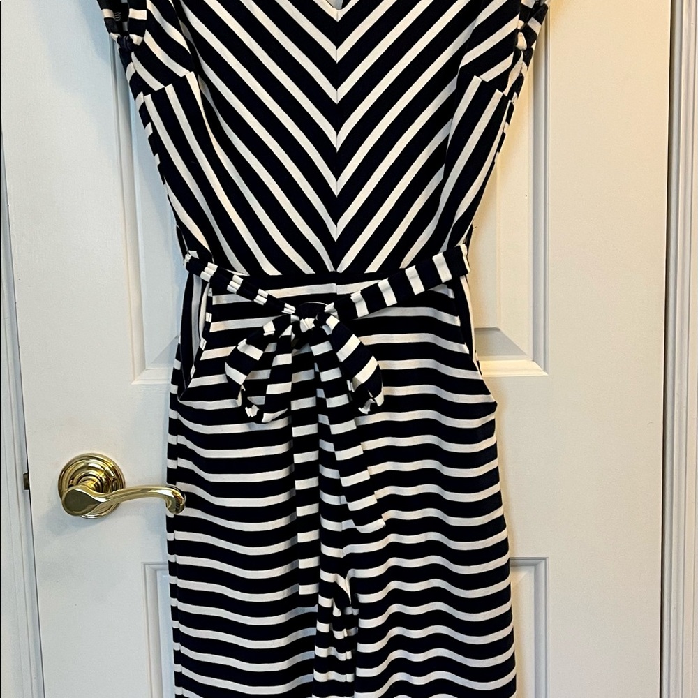 Knit Navy & White Pantsuit.